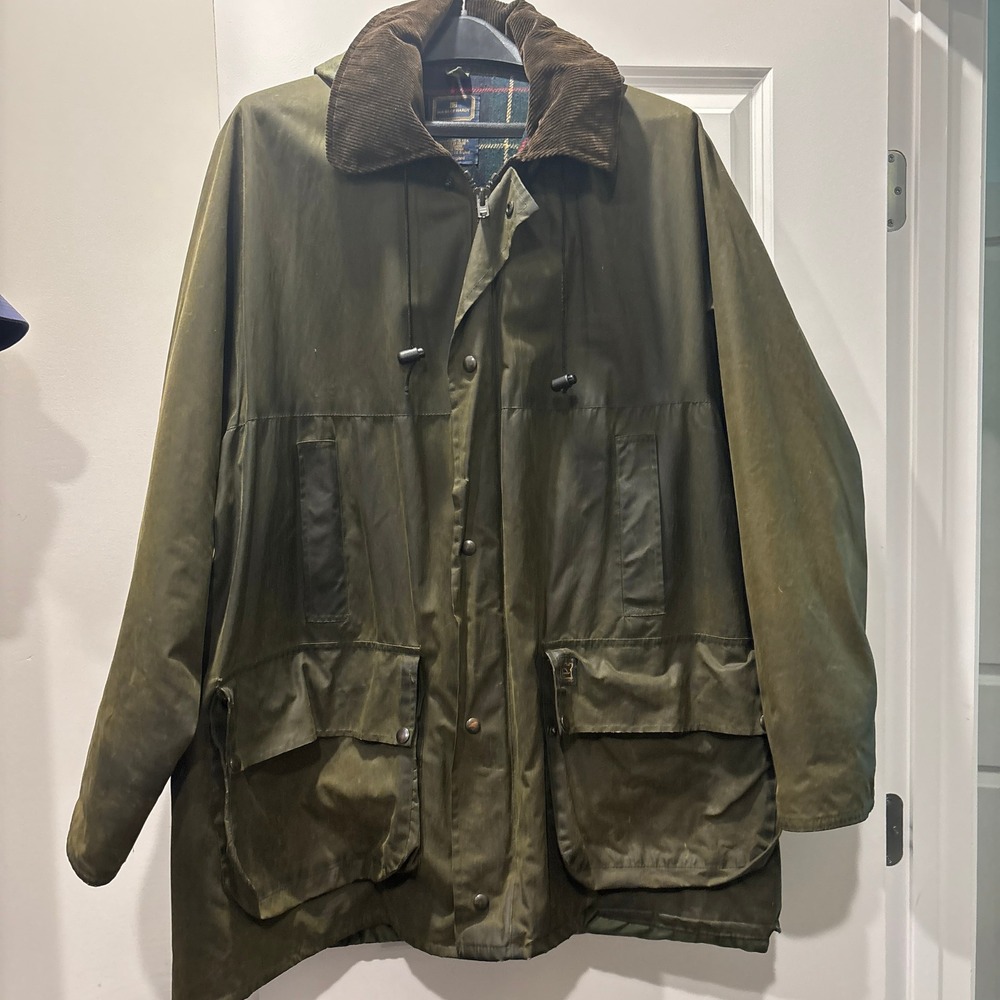 Vintage House of Hardy Waxed Cotton Jacket XL Green Made in England 1980s 80s